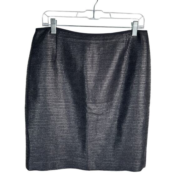 Elie Tahari 8 Stretch WOVEN BAMBOO Cindy Pencil Skirt $228 Textured Black - Picture 2 of 6